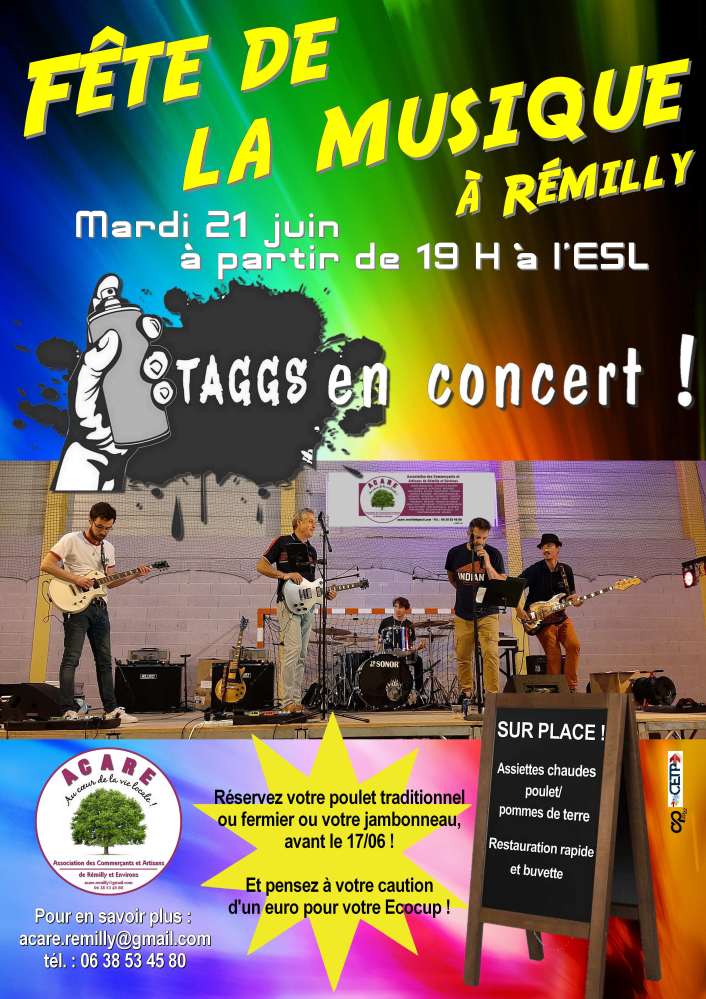 Affiche de la Fête de la Musique, le mardi 21 juin 2022, à Rémilly